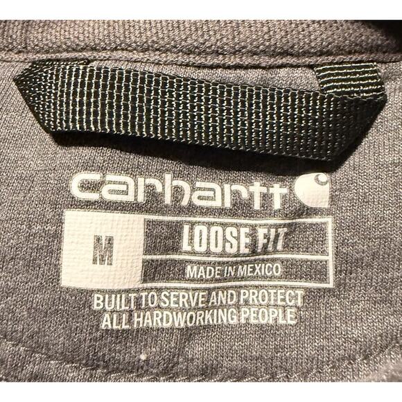 Carharrt Medium Sleeve Graphic Hoodie Heather Gray Pullover Loose Fit - Picture 5 of 5